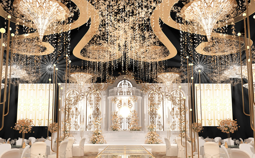 新城街道花木兰喜事汇金色大厅效果展示